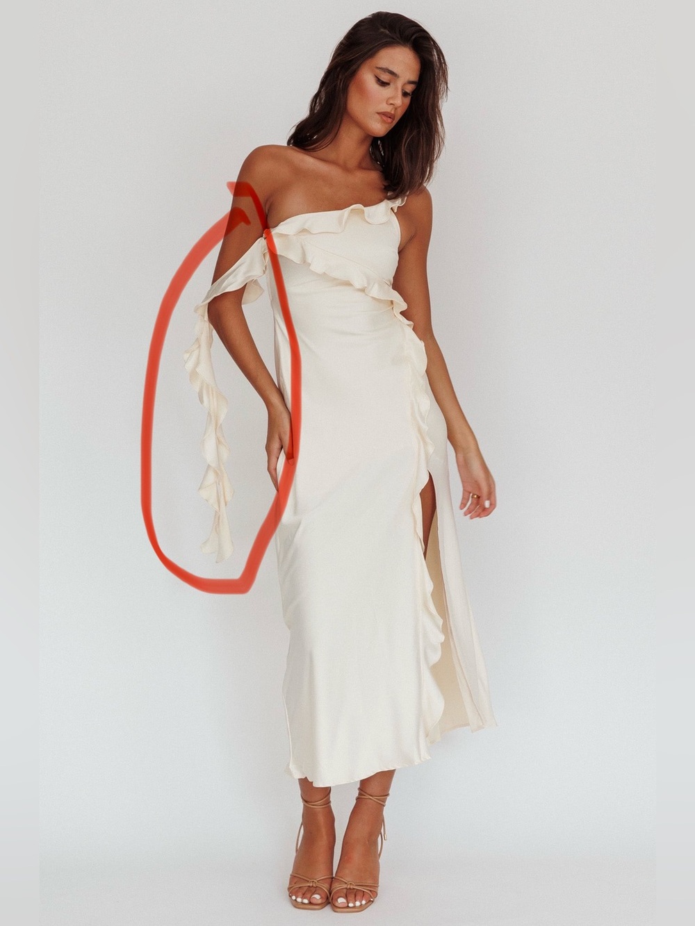 Satin Ruffle Midi Dress - Picture 10 of 10